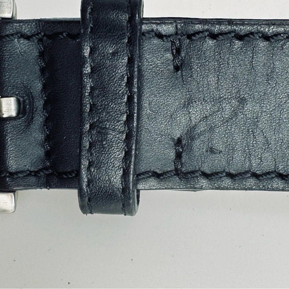 Giorgio Armani Black Braided Woven Leather Belt Silver Buckle